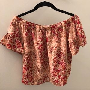 Madewell silk paisley off-the-shoulder blouse